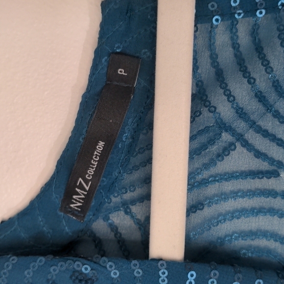 𝅺NMZ Collection Turquoise Sequin Bodysuit small - Picture 5 of 12